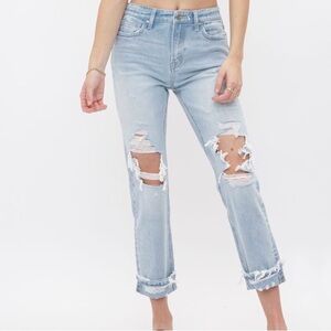 Ripped jeans high rise